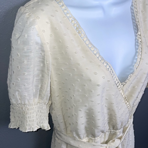 Lulu’s Sweet Swiss Dot Maxi Dress Creamy Ivory Off White BRIDAL Medium - Picture 11 of 13